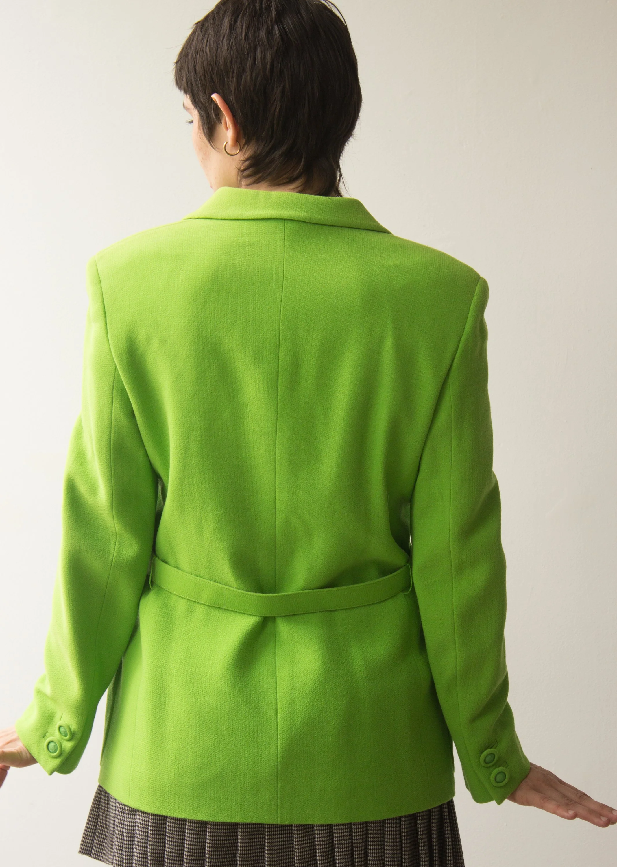 1990s Lime Wool Gianni Versace Belted Jacket — Wayward Collection